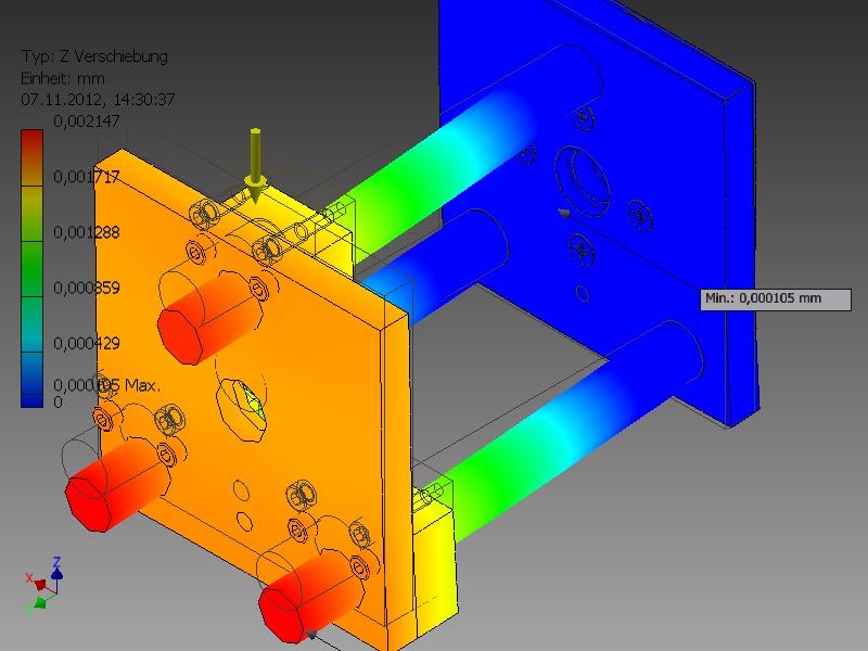 Datei:Co2 laser teleskop simulation verformung 10kg.jpg